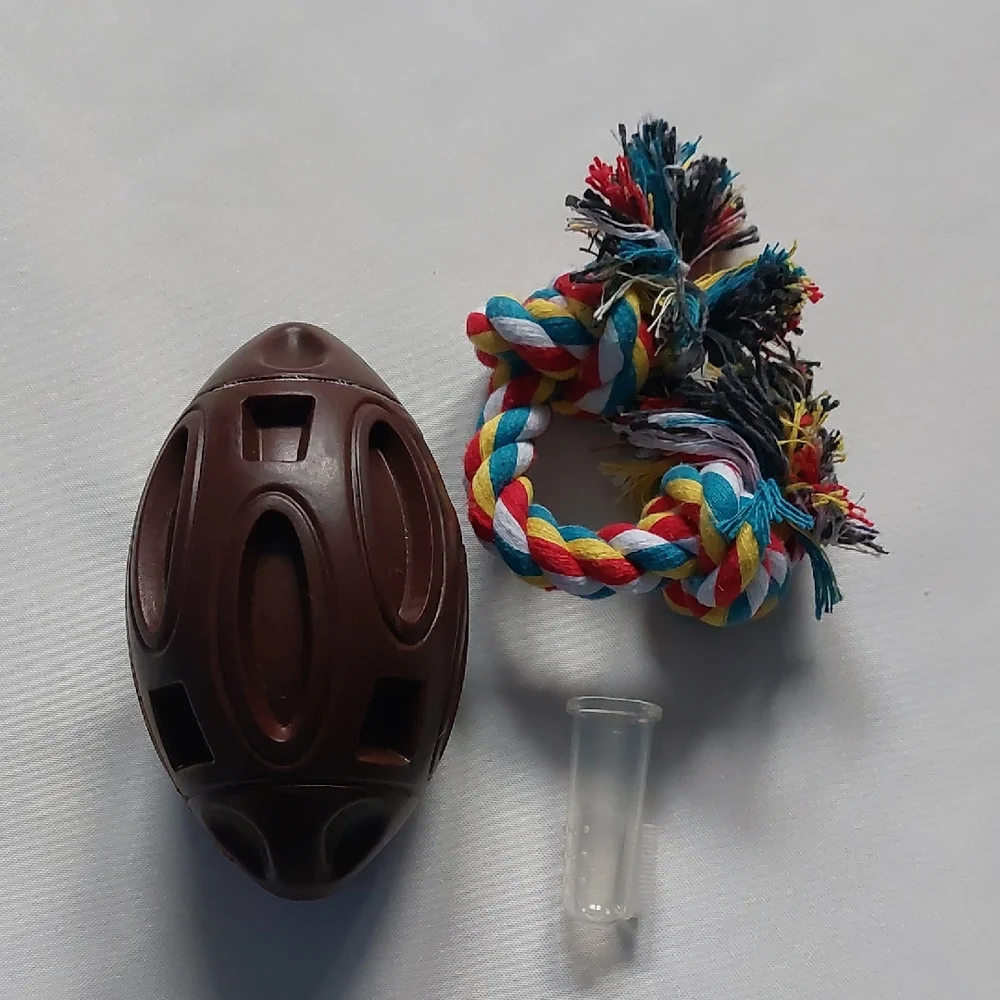 Brown Football Dog‎ Toy with Colorful Rope Set 3